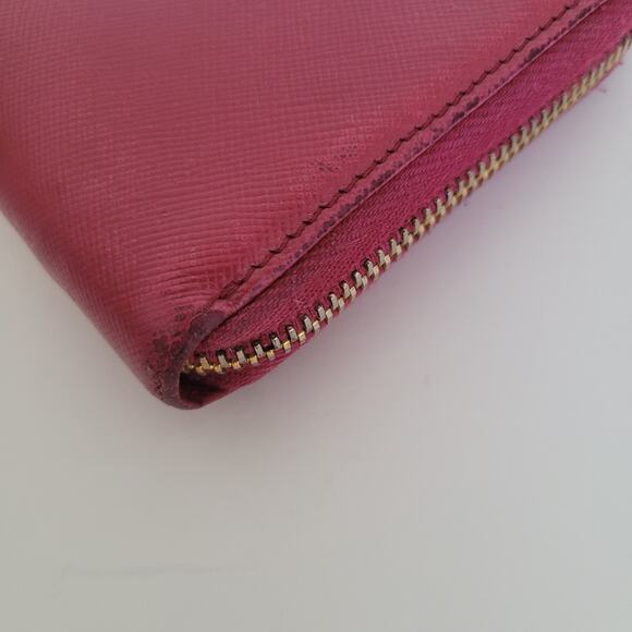 PRADA Authentic Pink Saffiano Leather Logo Wallet Zip Around Large Accordion - Picture 14 of 15